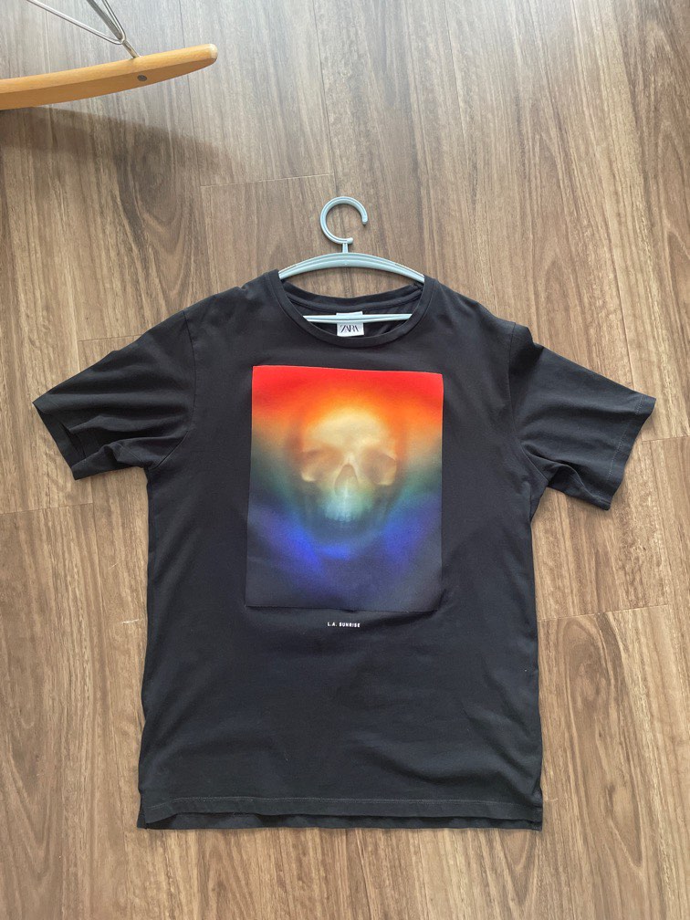 Zara LA Sunrise Skull Tshirt, Men's Fashion, Tops Sets, Tshirts