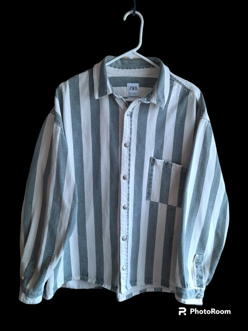 Striped Jean jacket Oversized fit Good quality Only... - Depop