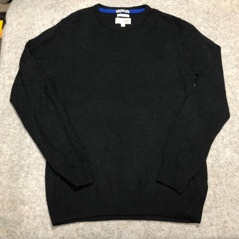 1901 Knitted Wool Cashmere Blend Sweater Jumper Black Crewneck