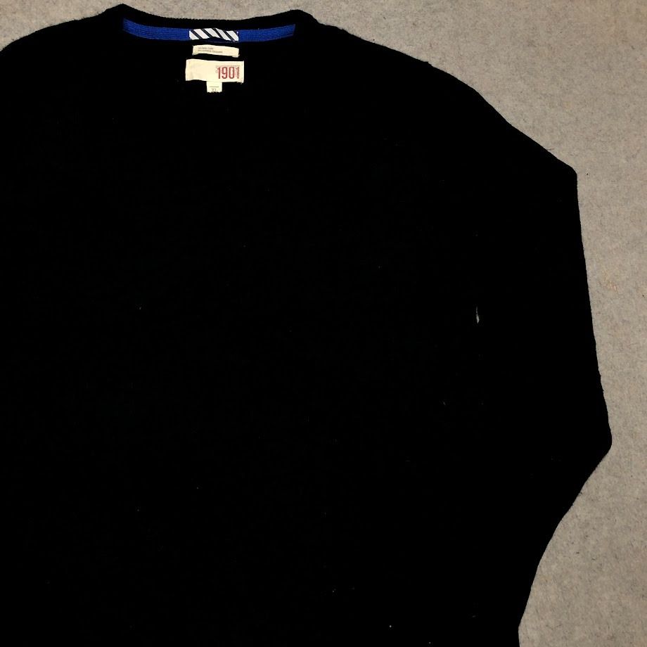 1901 Knitted Wool Cashmere Blend Sweater Jumper Black Crewneck