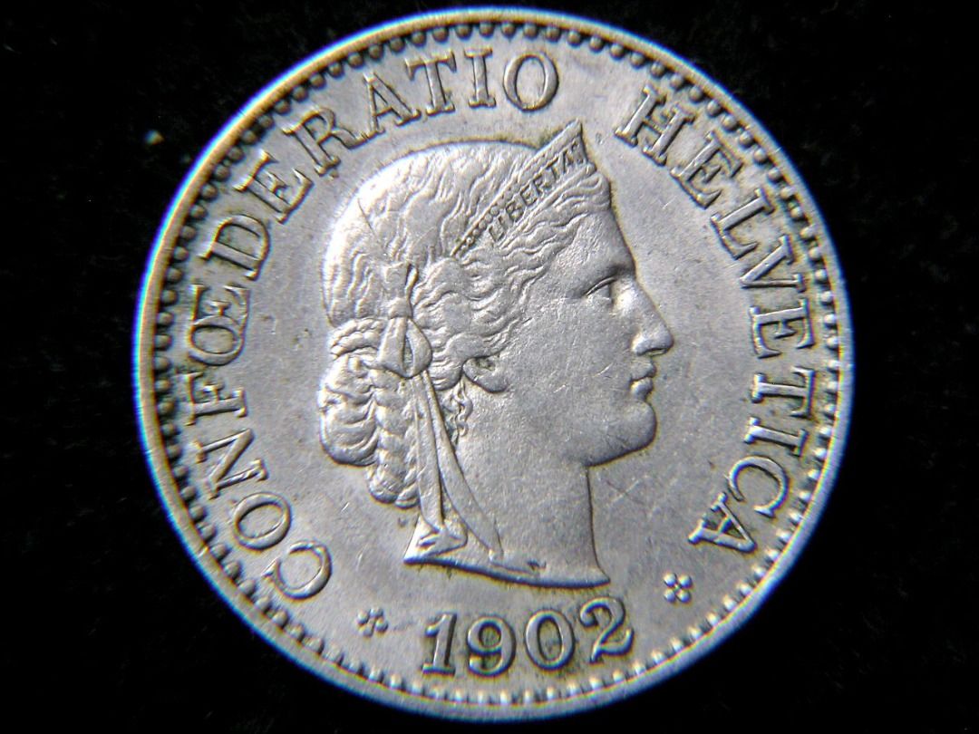 瑞士鎳幣-1902年瑞士聯邦聯邦自由女神頭像10勒賓鎳幣, 興趣及遊戲, 收藏品及紀念品, 錢幣- Carousell