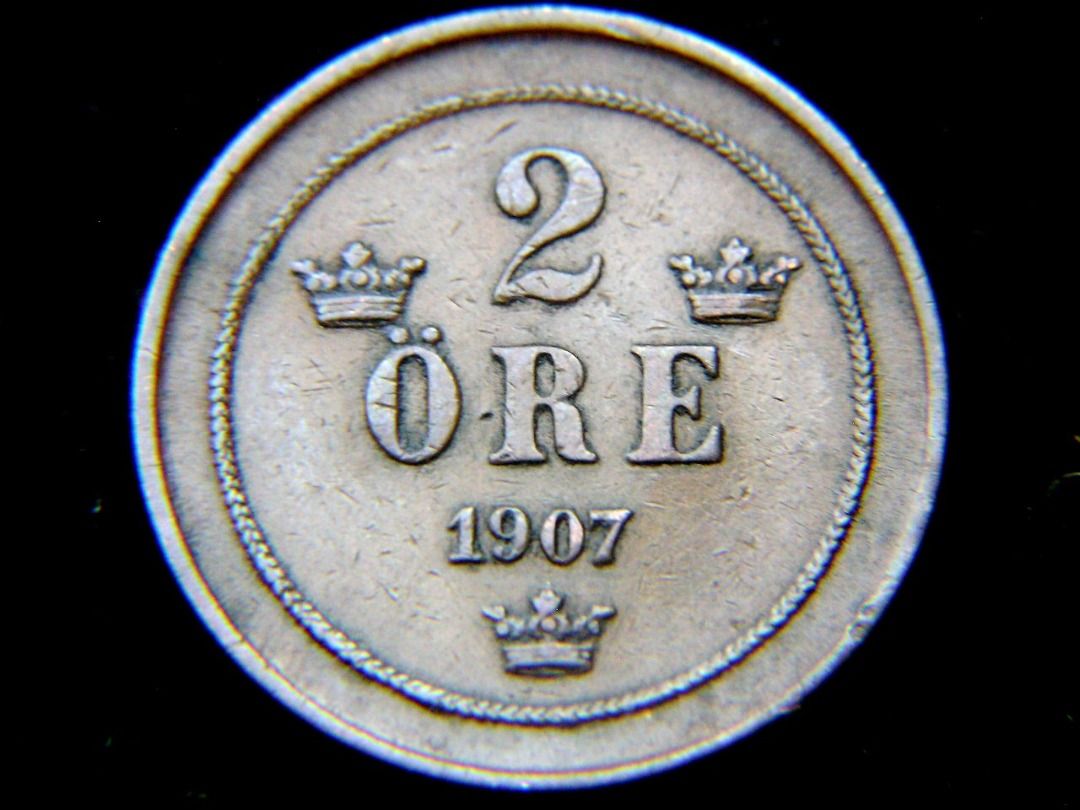 瑞典銅幣-1907年瑞典王國(Kingdom of Sweden)瑞皇奧斯卡二世(King Oscar II)像三冠國徽2奧里銅幣, 女裝,  飾物及配件, 吊飾- Carousell