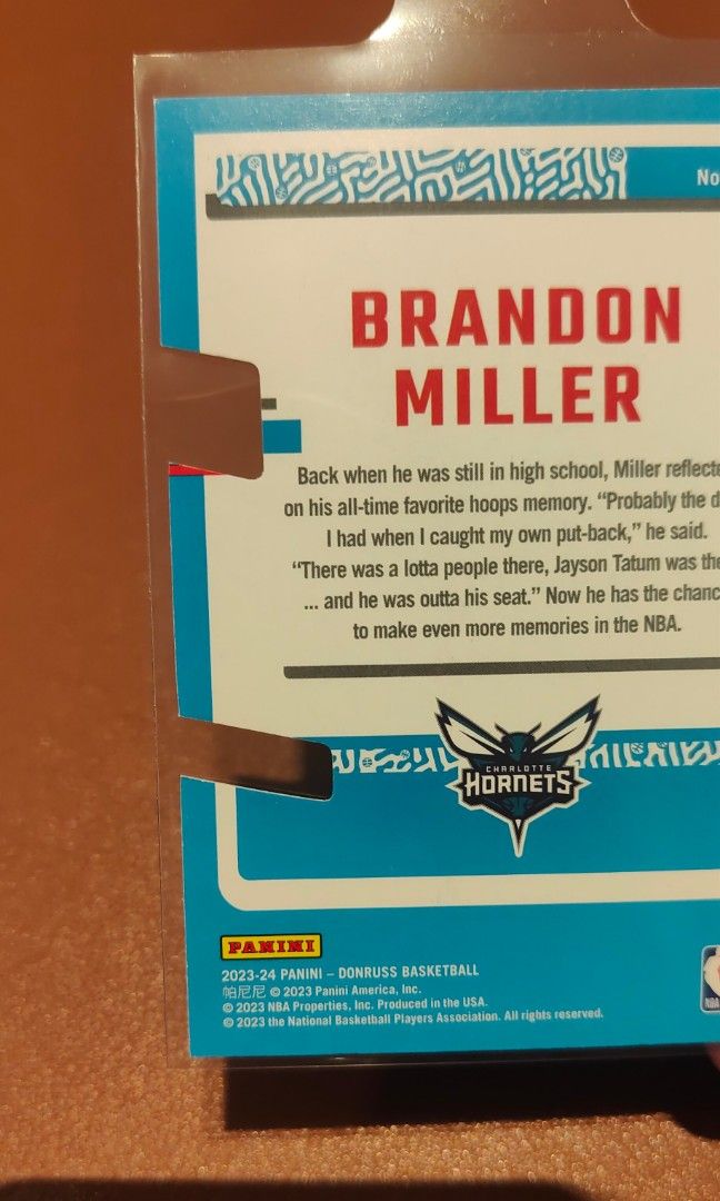 2023-24 Donruss Brandon Miller SILVER DIE-CUT /75 Rated Rookie RC