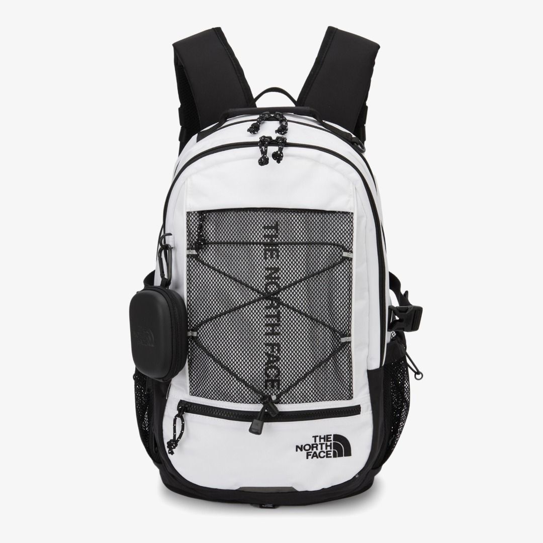 White and black north face backpack discount