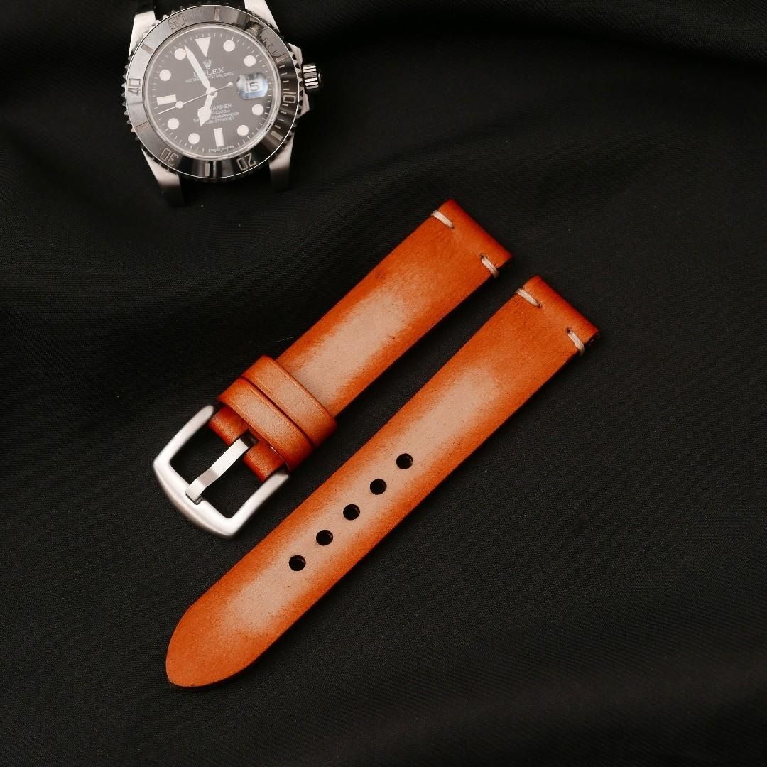 20mm 18mm Custom Orange Genuine Calf leather strap for Rolex