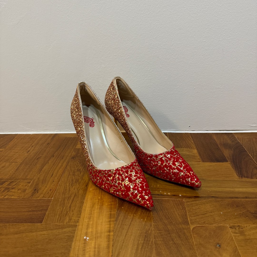 Red sale glitter heels