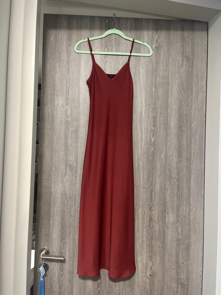 Red silk outlet dress long