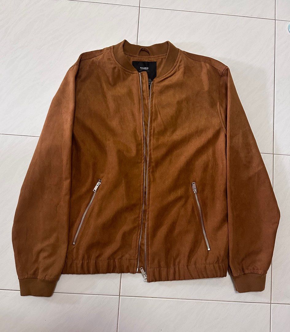 Pull and bear suede bomber jacket sale