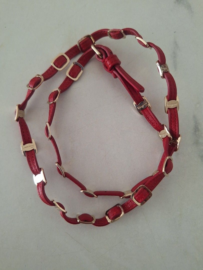 Red hotsell leather necklace