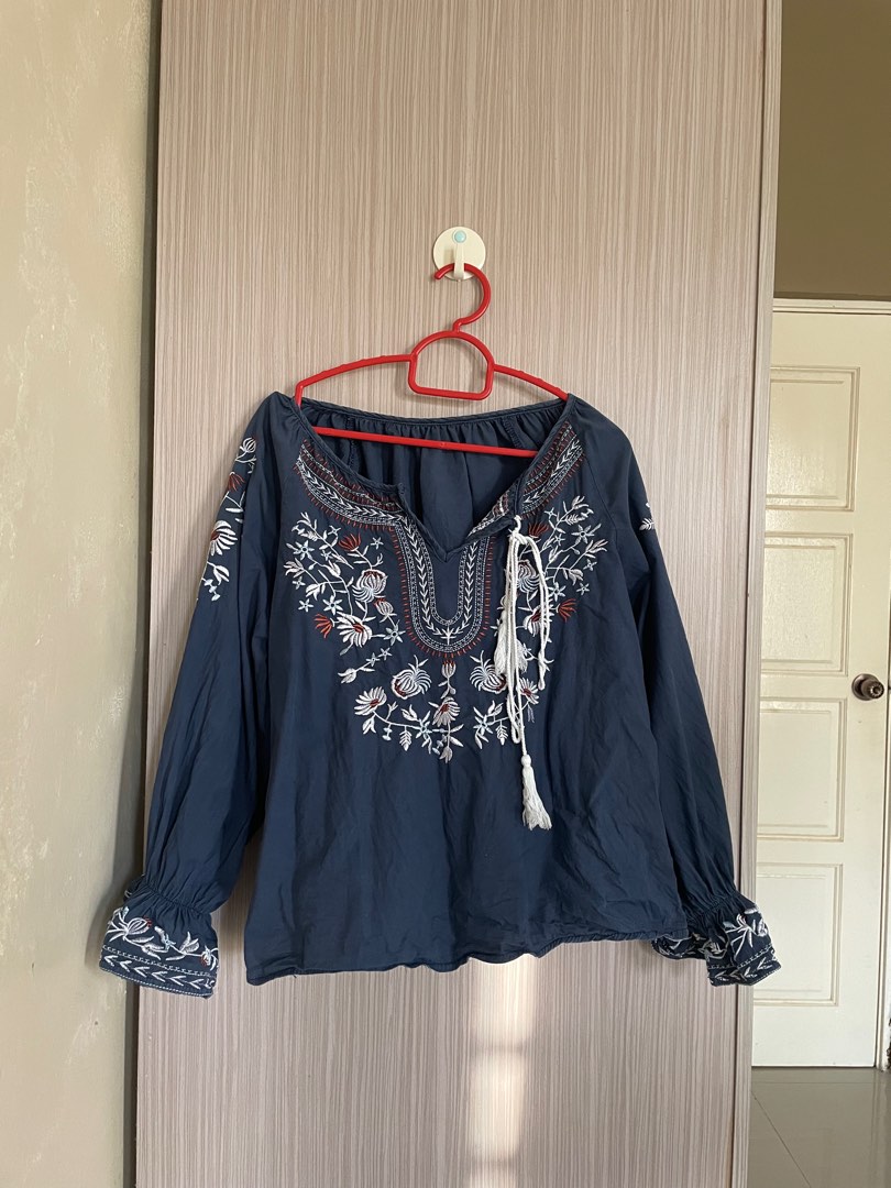 Blue Boho Blouse