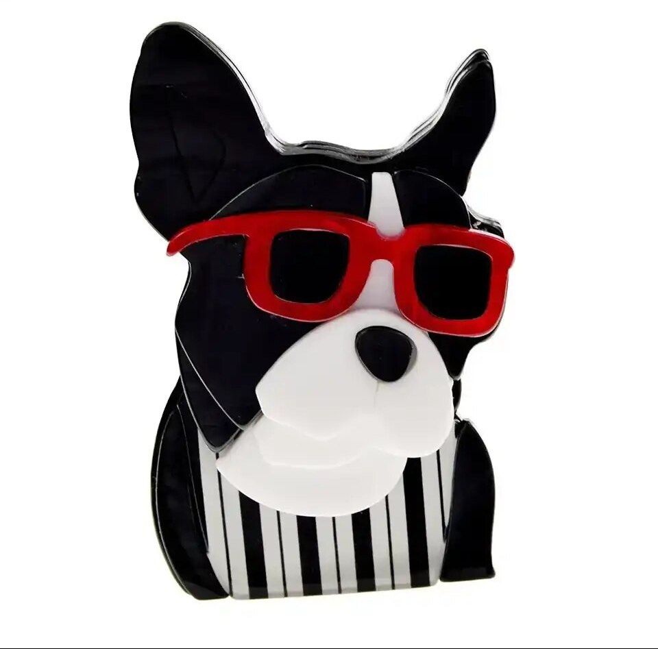 French sales bulldog brooch