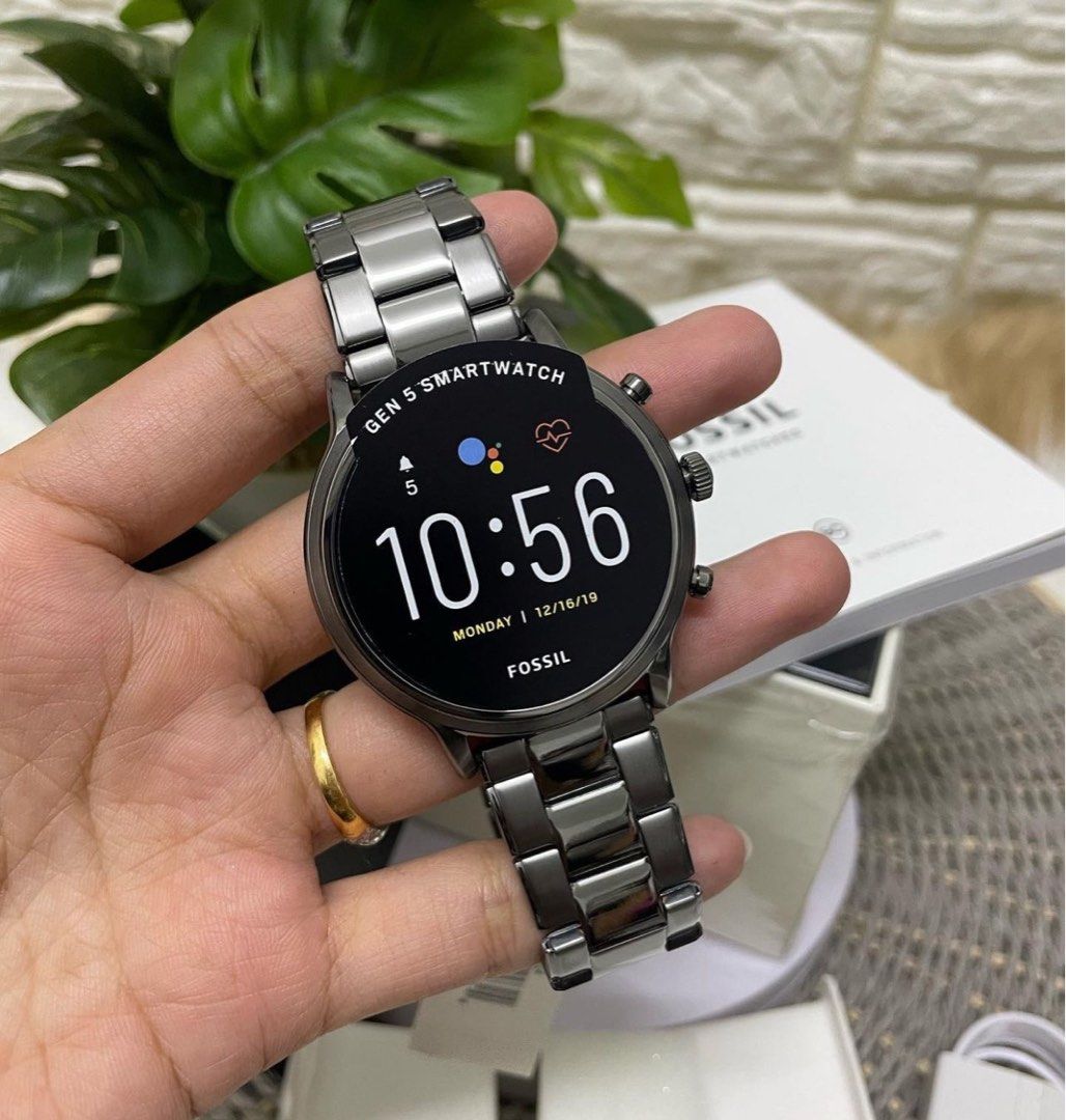 Fossil Gen 5 Smartwatch The Carlyle HR Smoke Stainless Steel 44mm FTW4024