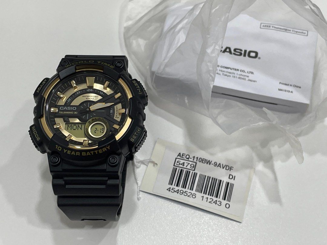 Casio world time hot sale telememo black combi watch