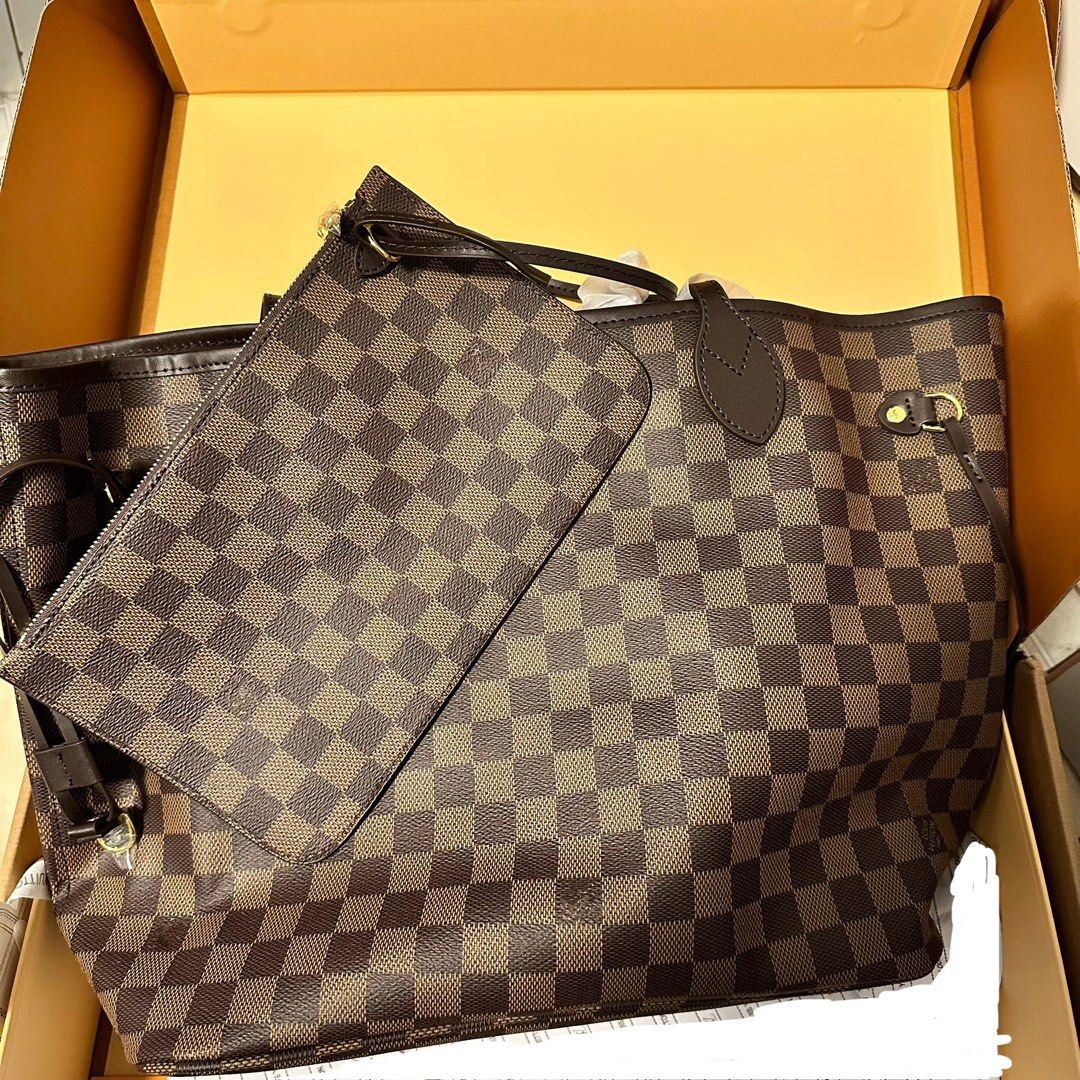 Brown Checkered Tote Bag Women s Fashion Bags Wallets Tote Bags on Carousell