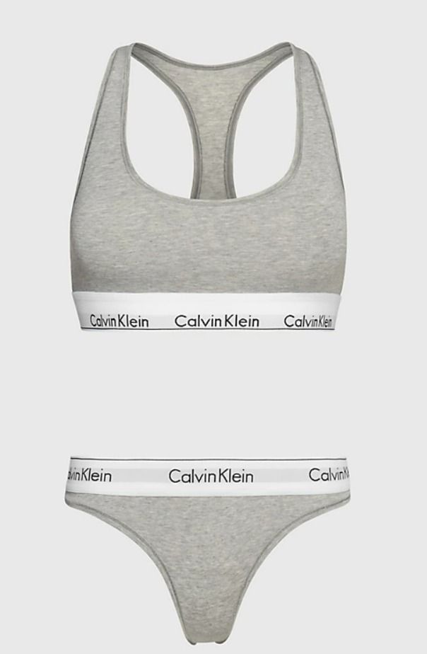 Calvin Klein Heather Grey Modern Cotton Unlined Bralette and Underwear Set,  Women's Fashion, New Undergarments & Loungewear on Carousell