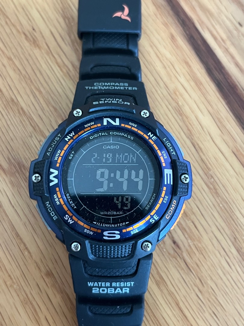 Casio world time digital compass watch
