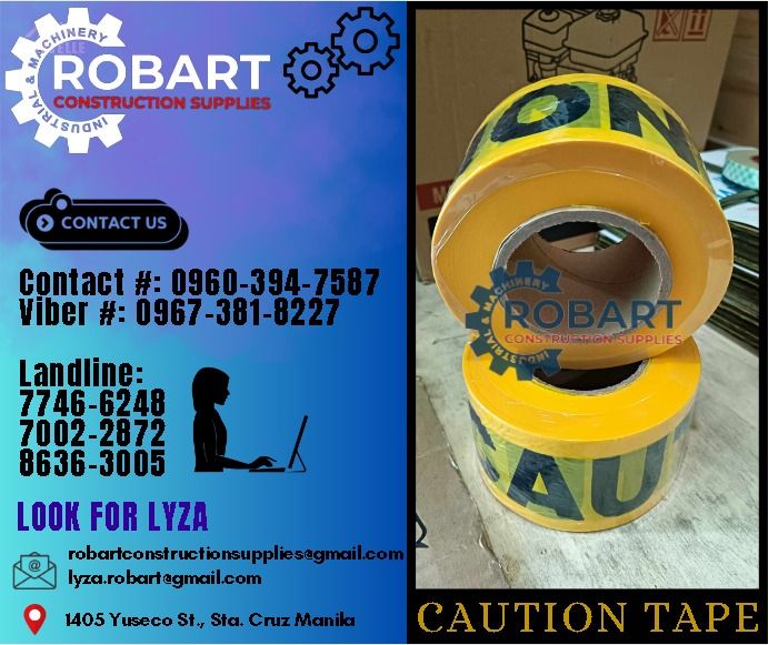 Caution Tape (Category: Construction Tools & Equipment) located in Manila. Submitted by lyzarobart1999 (Listing ID 1287984371, Image 1). Description: Caution Tape Size: 3" x 300m Color: Yellow 𝐒𝐄𝐍𝐃 𝐔𝐒 𝐌𝐄𝐒𝐒𝐀𝐆𝐄 𝐅𝐎𝐑 𝐈𝐍𝐐𝐔𝐈𝐑𝐈𝐄𝐒 ‼️ 0 9 6 7 3 8 1 8 2 2 7 0 9 6 0 3 9 4 7 5 8 7 𝐋𝐚𝐧𝐝𝐥𝐢𝐧𝐞 𝐍𝐮𝐦𝐛𝐞𝐫𝐬: 𝟕 𝟕 𝟒 𝟔 - 𝟔 𝟐 𝟒 𝟖 / 𝟕 𝟎 𝟎 𝟐 - 𝟐 𝟖 𝟕 𝟐 / 𝟖 𝟔 𝟑 𝟔 - 𝟑 𝟎 𝟎 𝟓 𝐋𝐎𝐎𝐊 𝐅𝐎𝐑 𝐋𝐘𝐙𝐀 𝘌𝘮𝘢𝘪𝘭: 𝘳�
