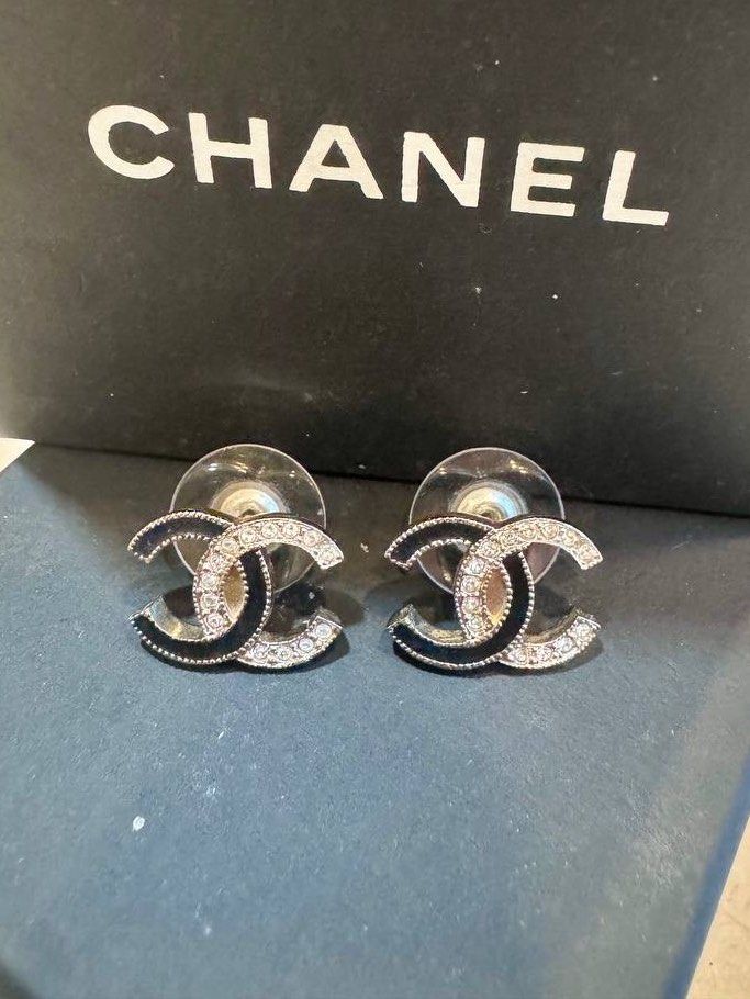 Cheapest Chanel CC Logo Large Crystal Earrings Women s Fashion