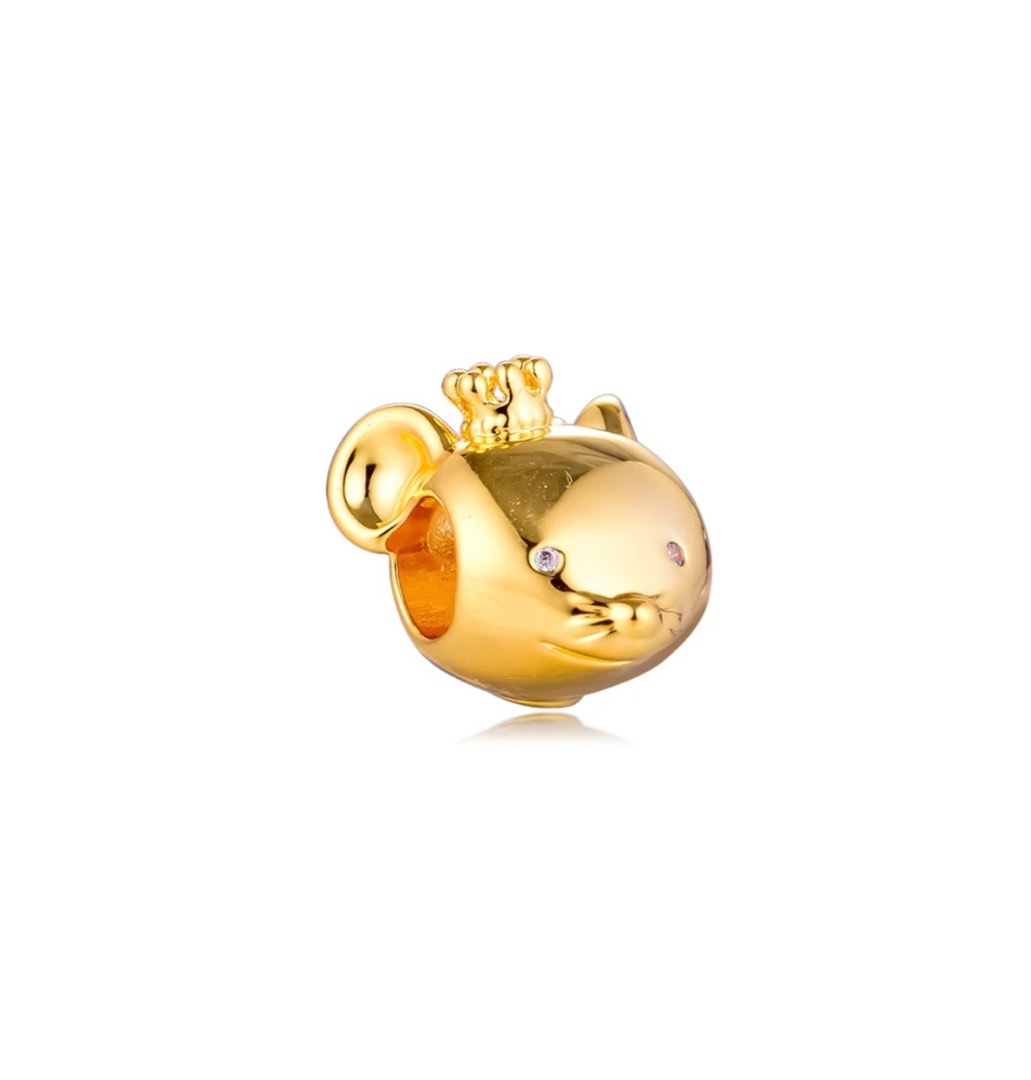 Chinese zodiac Rat charm 14k Gold-Plated unique metal blend /ALE