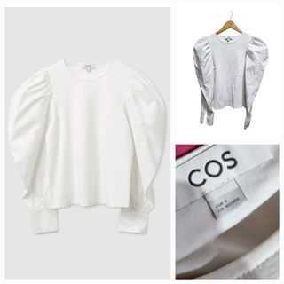 Cos cotton polin blend white puff sleeve