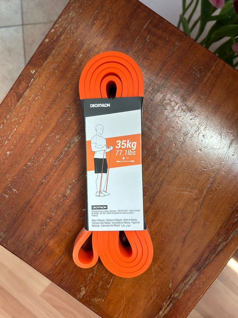 Decathlon Resistance Training Elastic Band 35kg/15kg, Sports Equipment,  Exercise & Fitness, Toning & Stretching Accessories on Carousell