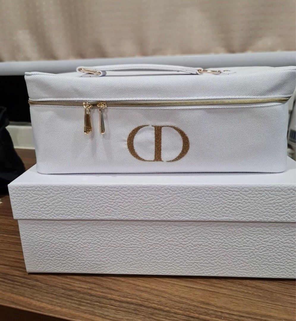 White dior cheap makeup bag