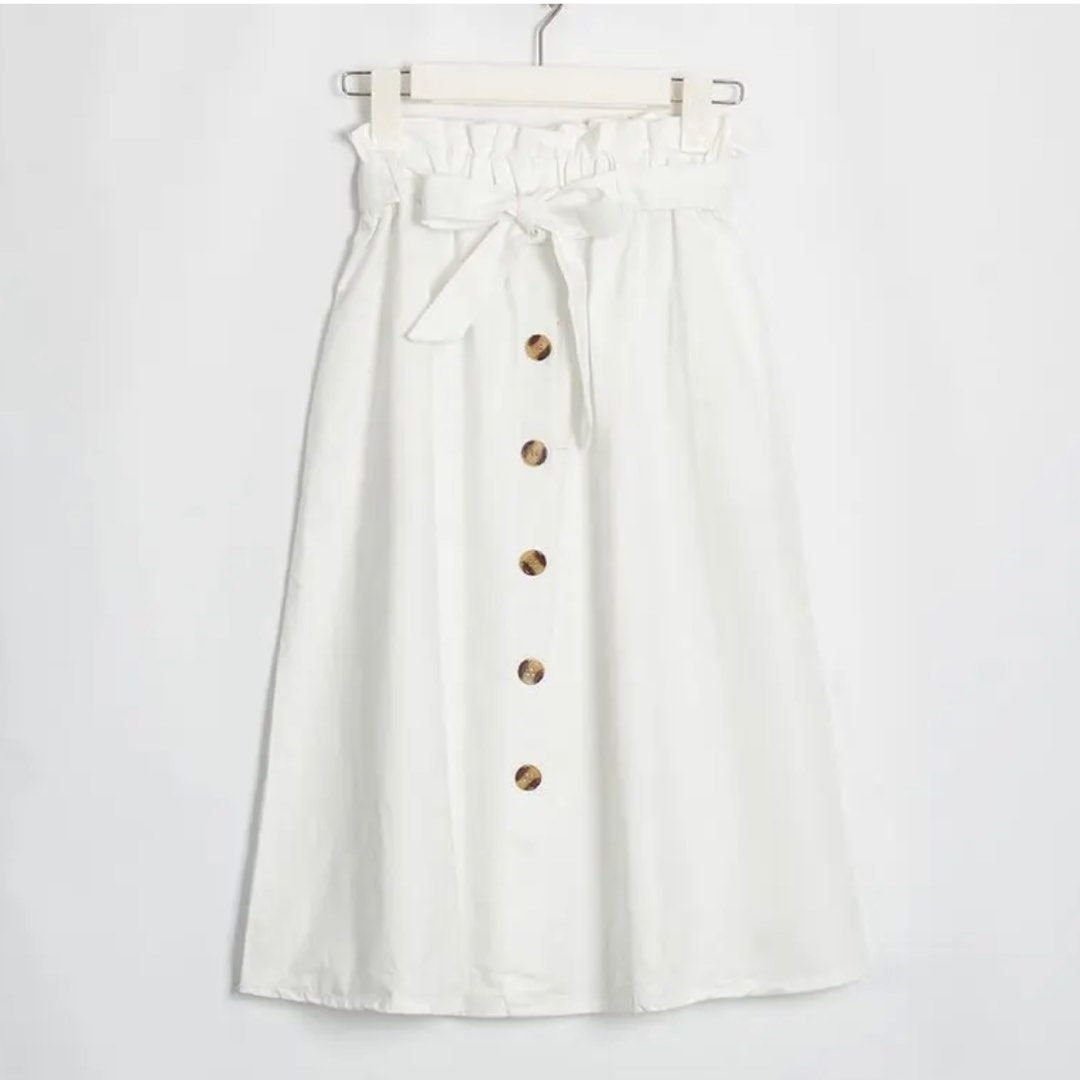 Elastic waist white skirt 2025
