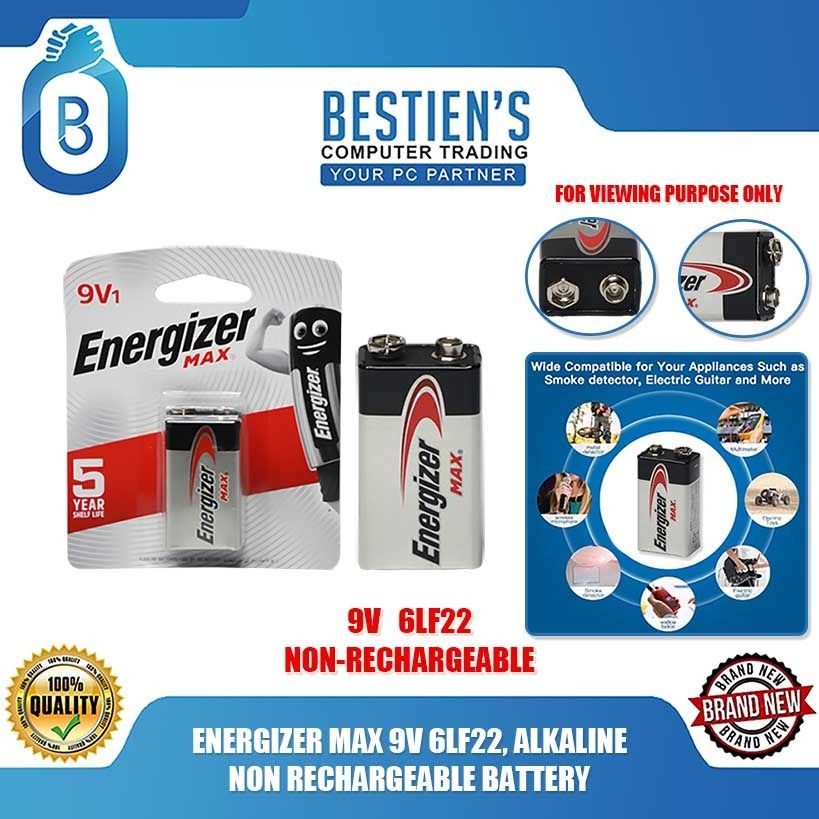 ENERGIZER MAX 9V 6LF22, ALKALINE NON RECHARGEABLE BATTERY (Category: Batteries & Chargers) located in Quezon City. Submitted by besteinpc (Listing ID 1147314686, Image 1). Description: ENERGIZER MAX 9V 6LF22, ALKALINE NON RECHARGEABLE BATTERY 👉Energizer Max 👉Voltage: 9V 👉Model: 6LF22 👉Shelf Life: 5 years 👉Alkaline Battery 👉Non Rechargeable 👉Ready to use anytime 👉100% high quality, durable and affordable 👉100% tested and working great 👉B