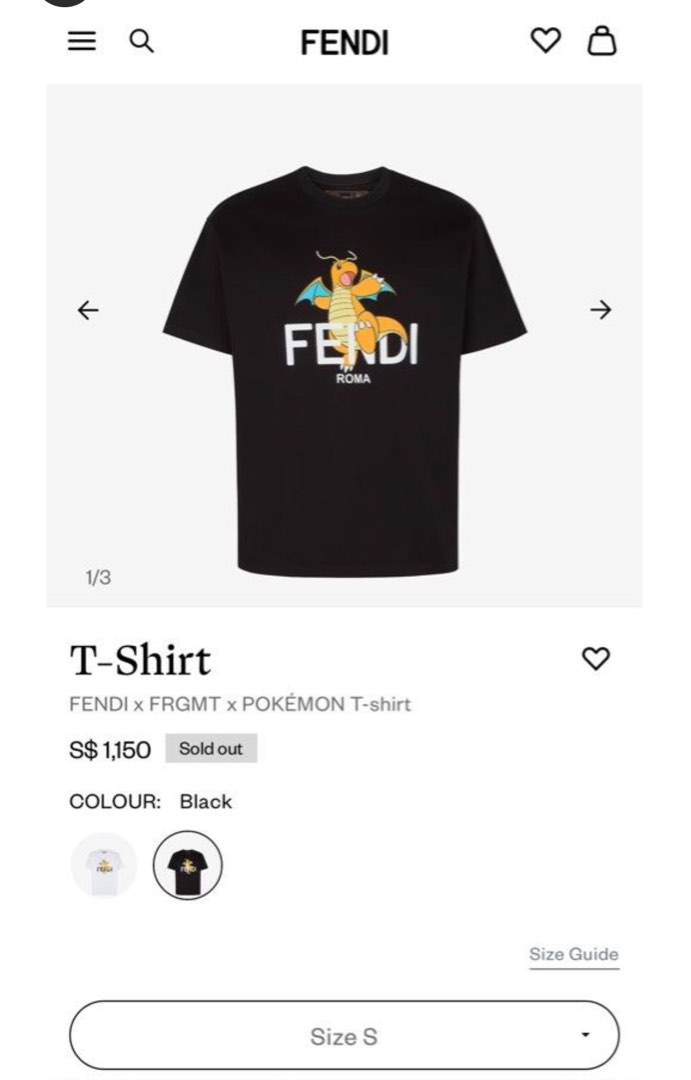 Fendi x FRGMT x Pokemon T-shirt Black Men's - FW23 - US