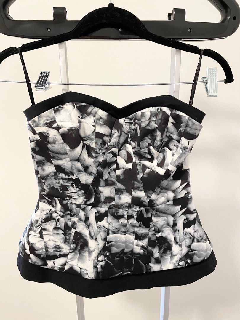 WHBM Strapless Corset Bustier Floral Top Size 2