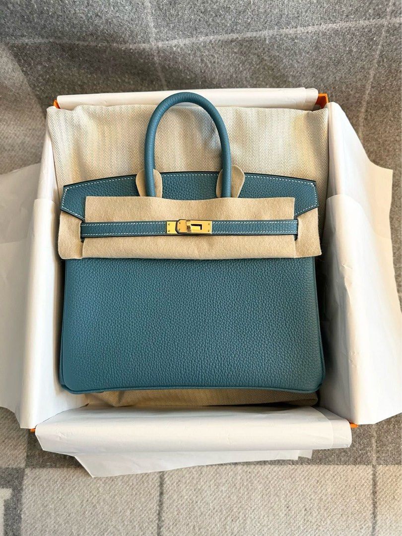 Hermes Birkin 25cm😍💙D2 New Bleu Jean牛仔藍 金扣 Togo leather 最新 Stamp W🥳✅full  set 連正單可陪驗