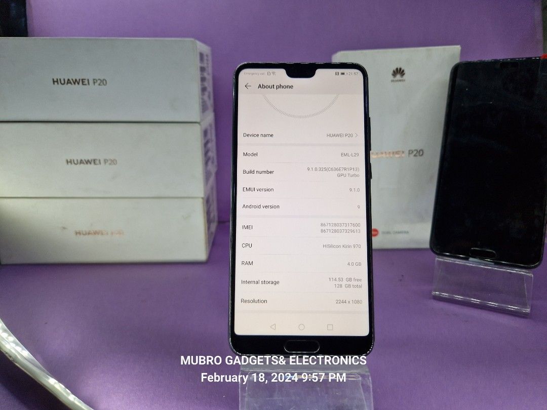 Huawei P20 new (Category: Huawei) located in Quezon City. Submitted by mubrogadgets (Listing ID 1288049048, Image 2). Description: SUPER SALE!!! 🔥HUAWEI P20 ❤️ for sale 4999 pesos only No issue NOT USED(MALL FULL-OUT) Flagship phone 100% smooth(no scratches or dents) may playstore amd google services ➡️Super linaw ng both camera ➡️gaming phone ➡️High quality display ➡️Camera phone • 128GB | 4GB • Kirin 970 • Inclusion: Replacement Charger, box m