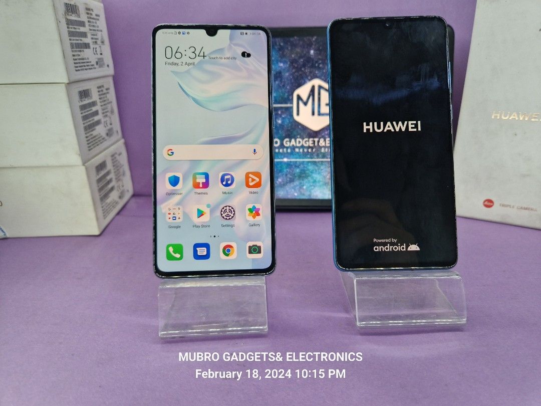 Huawei P30 (Category: Huawei) located in Quezon City. Submitted by mubrogadgets (Listing ID 1287983808, Image 1). Description: SUPER SALE!!! 🔥HUAWEI P30 ❤️ for sale 7999 pesos only No issue NOT USED(MALL FULL-OUT) Flagship phond 100% smooth(no scratches or dents) may playstore amd google services ➡️Super linaw ng both camera ➡️40 mp ➡️High quality display ➡️Camera phone • 128GB | 8GB • Kirin 980 •OLED, HDR10 • Inclusion: Replacement Charger, box