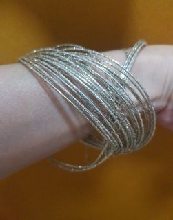 IMPORTED Sparkling Silver 31-piece thin bangles / bracelets bundled together - A002 Bangle Bracelet