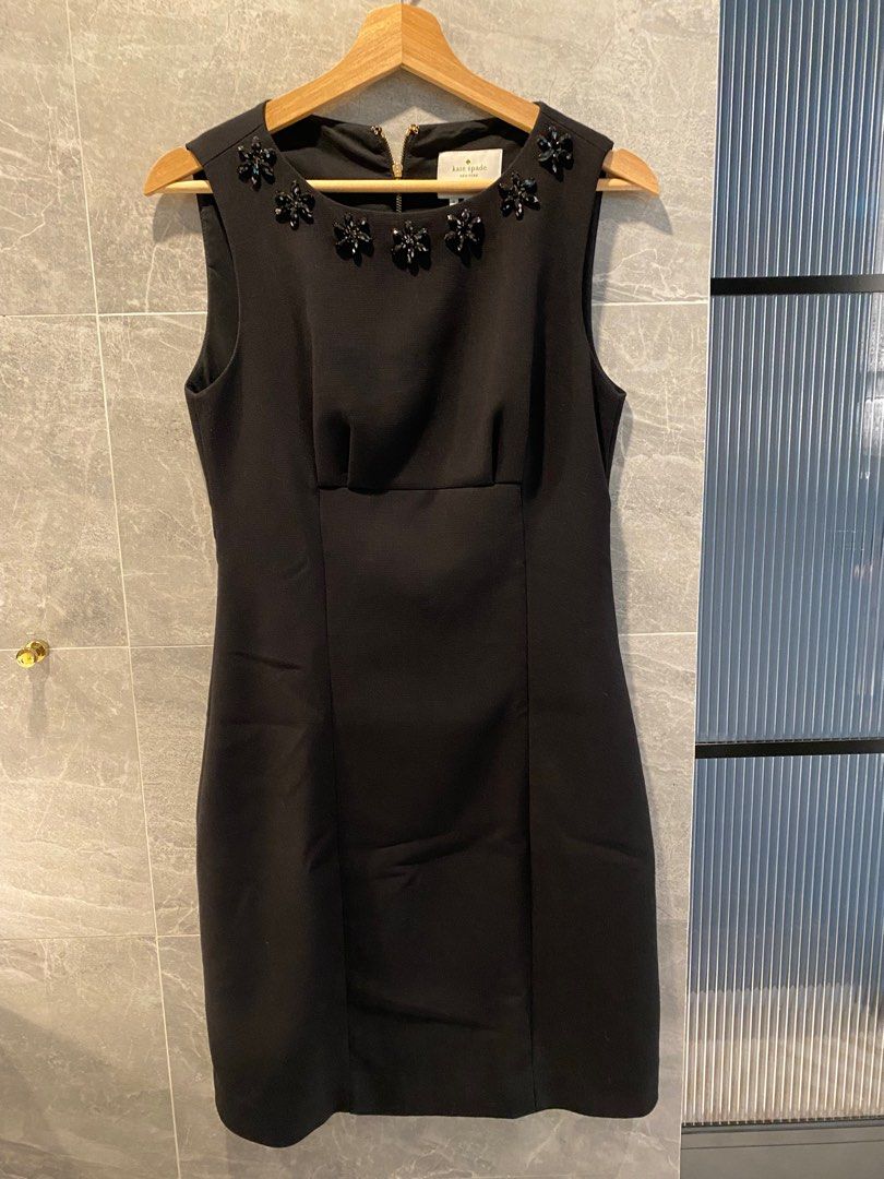 Kate spade black dress with pearls outlet