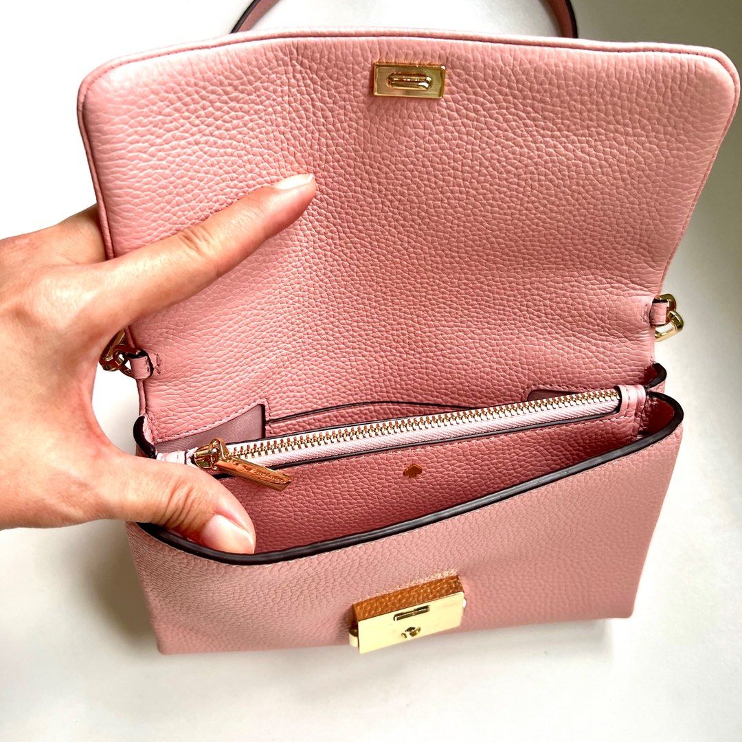 Kate Spade Carlyle Pebbled Leather Wallet Clutch Purse Mini Bag Coral Pink