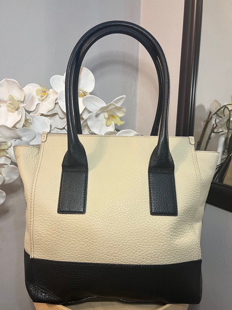 Kate Spade Cream and Black Pebbled Leather Handbag Purse with Tassel  EUC/NWOT | eBay