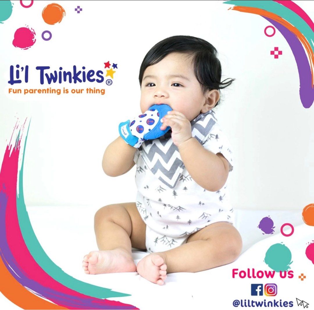 lil Twinkies Chewy Mitten (Category: Soothers & Pacifiers) located in Quezon City. Submitted by muffet9 (Listing ID 1288052247, Image 3). Description: Li’l Twinkies Chewy Mitten is made with 100% food-grade, safe materials that will serve as a soother for teething babies to help relieve sore, itchy gums. Also serves as a learning toy that features multiple sensory textures, crinkle sound, fun colors and shapes to promote baby’s sensory stimulatio
