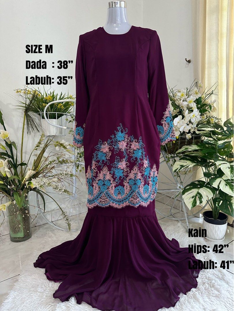 Baju kurung lace purple sale