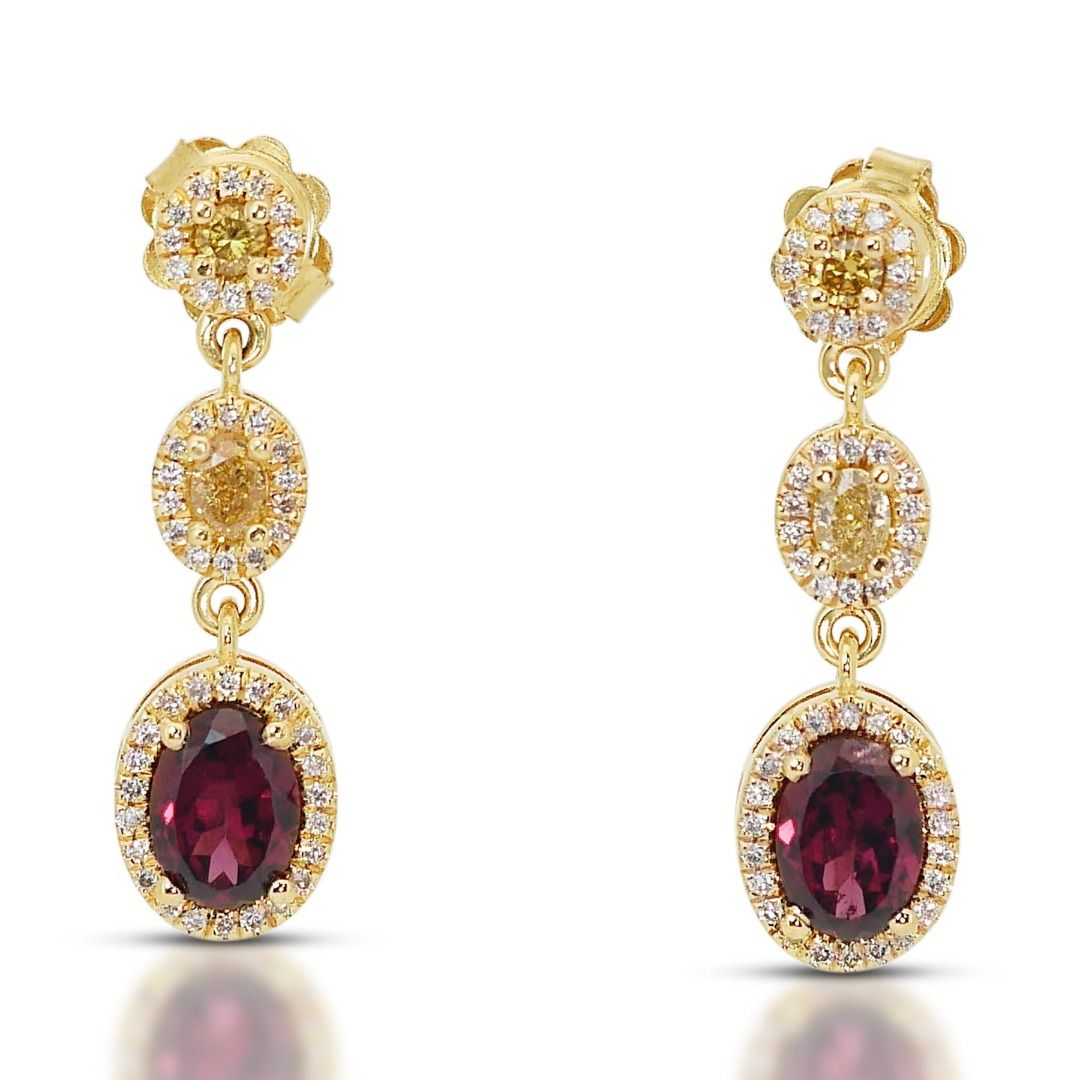 Garnet and best sale diamond earrings