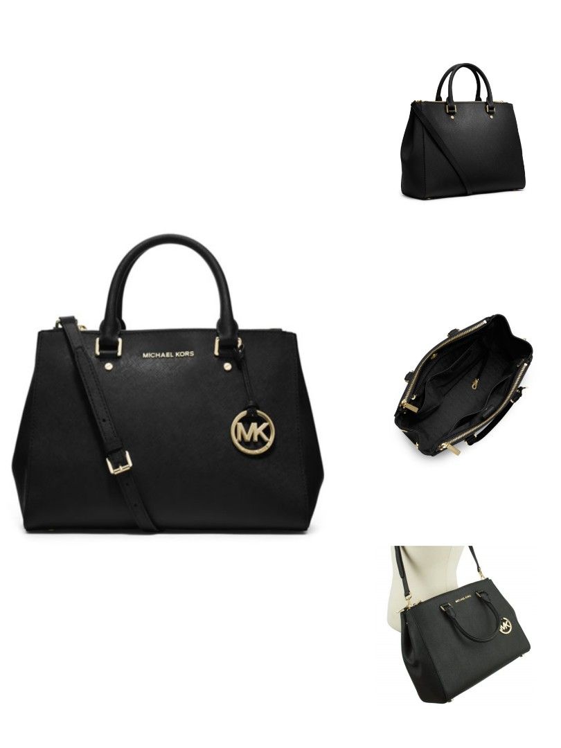 MICHAEL MICHAEL KORS Sutton Satchel Bag Black Women s Fashion