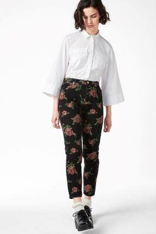 Monki high waisted rose printed jeans