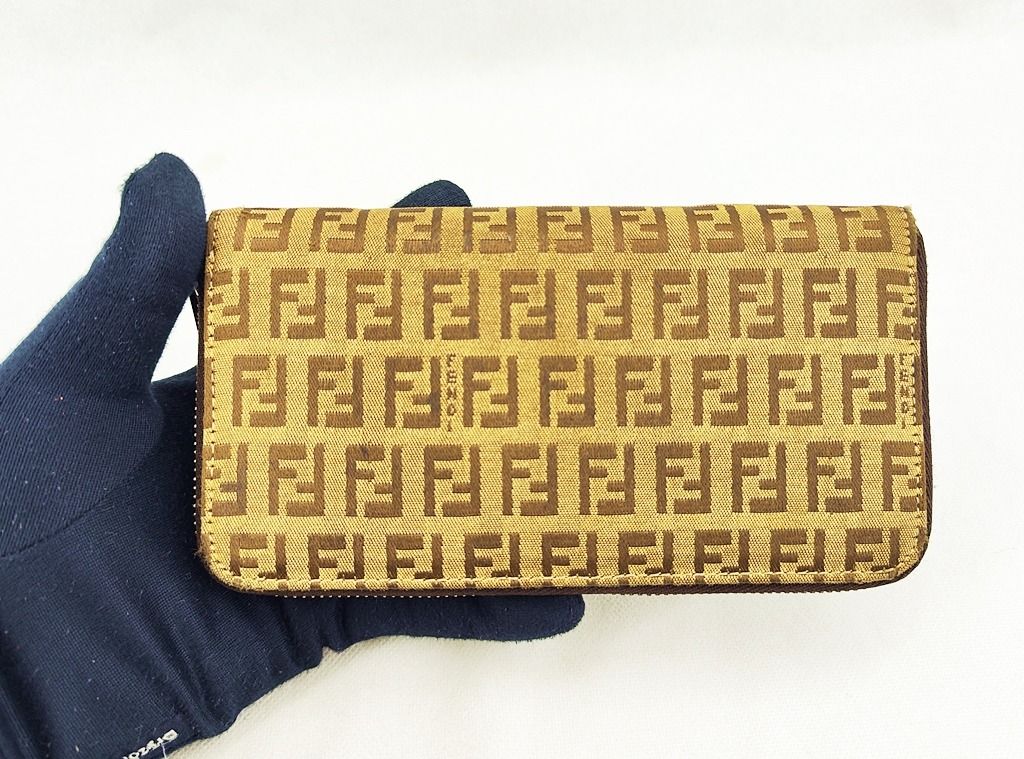 original FENDI brown monogram zip around long wallet