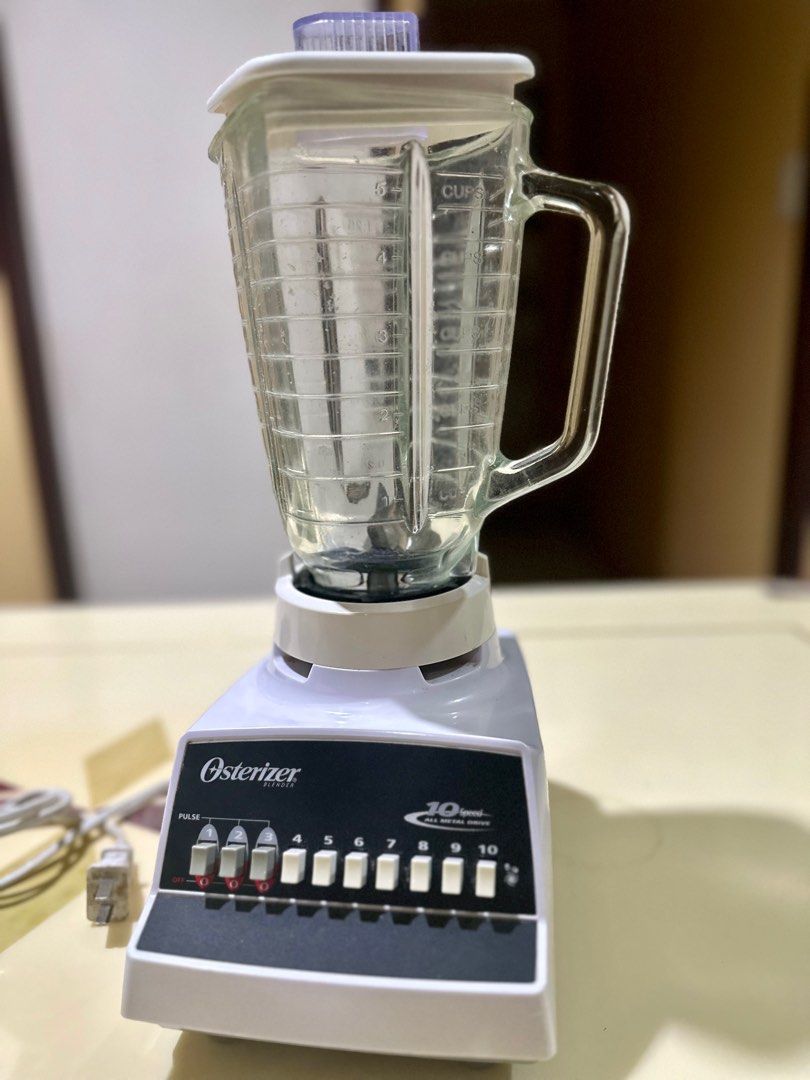 Oster 10-Speed Blender (Category: Juicers, Blenders & Grinders) located in Pagbilao. Submitted by kdtn0 (Listing ID 1288030778, Image 3). Description: Brand: Oster Power: 375-watt motor Speed: 10-speed push button Function: Controlled/pulse blending (buttons 1-3) or continuous blending (buttons 4-10) Durability: Exclusive AJl-Metal Drive™ system Blade: High performance ice-crushing stainless steel blade Capacity: 5-cup (1.25L) heat-resistant glas