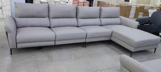 Premium Grey Leather Recliner Sofa Chair Living Room