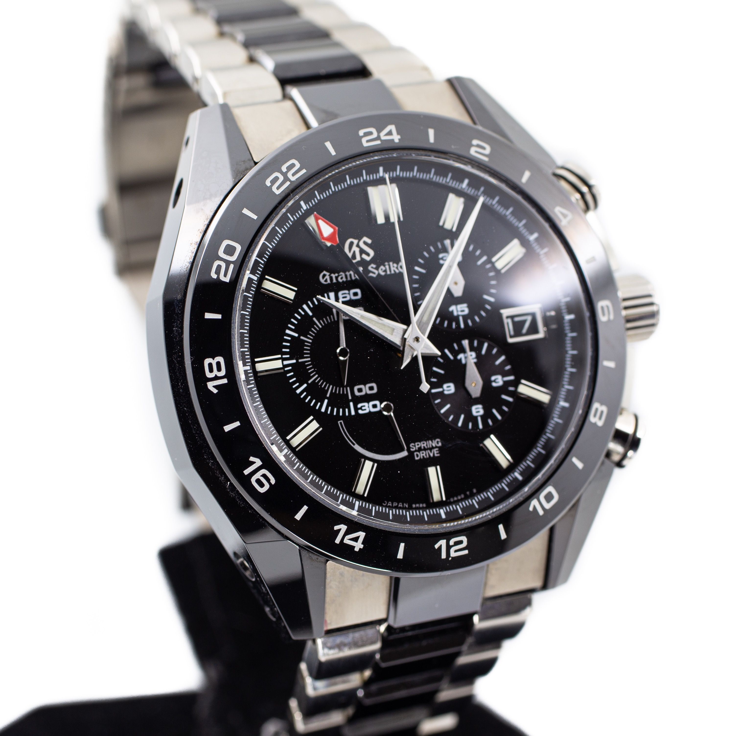 Preowned Grand Seiko Spring Drive Chronograph in Black Ceramic