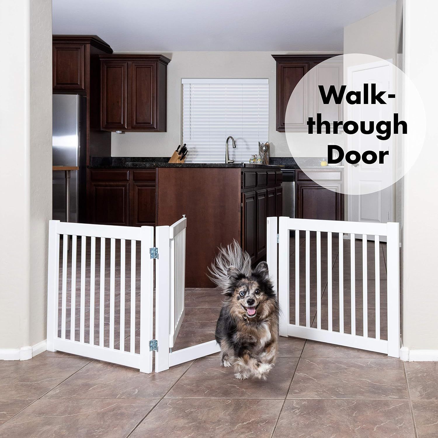 Primetime Petz 360 Configurable Freestanding Dog Gate with Door for Home 24 White