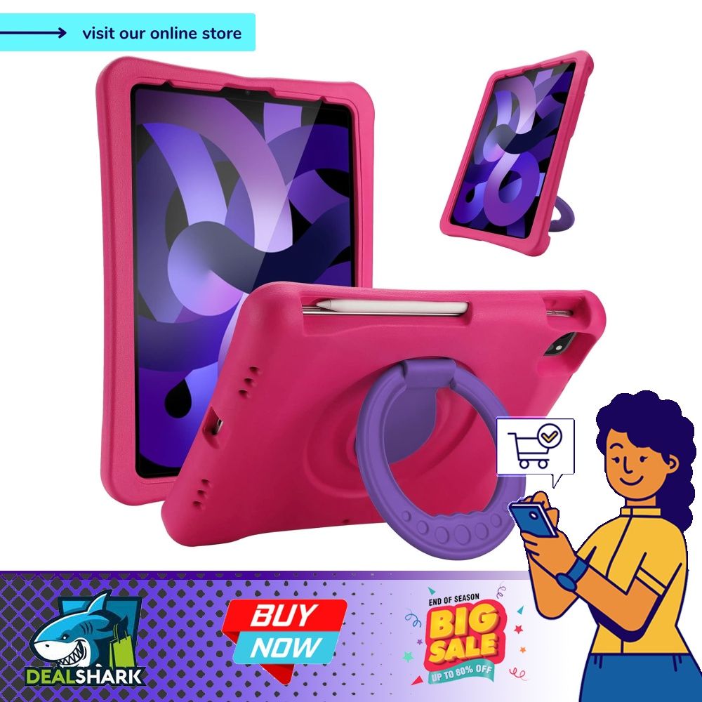 Purple Kids Case For IPad Air 13\" & IPad Pro 12.9\" - Shockproof Protective Cover With Handle & Strap