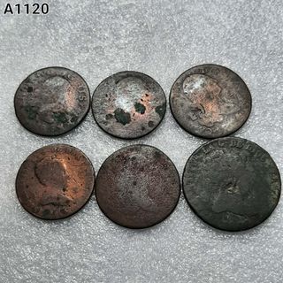 SET OF SIX SPANISH OLD COPPER COINS