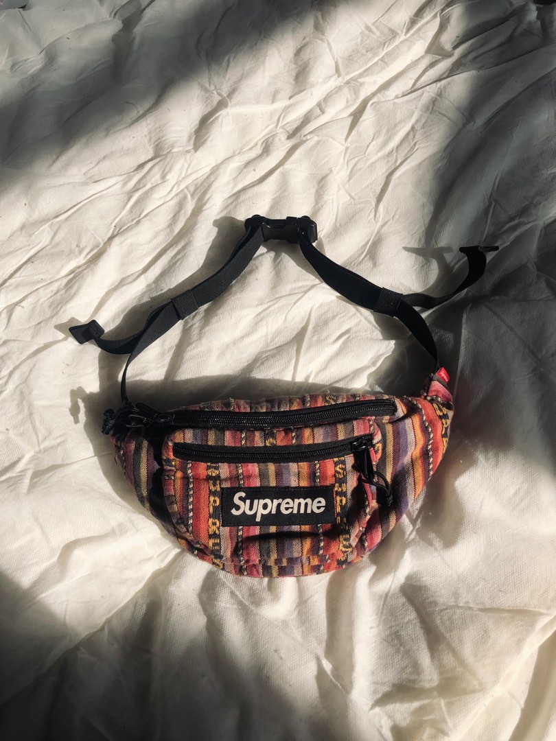 Supreme Woven Stripe Multicolour Men s Fashion Bags Belt bags